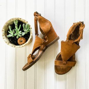 Free People Bonita Wedge Heel Sandals Brown Suede